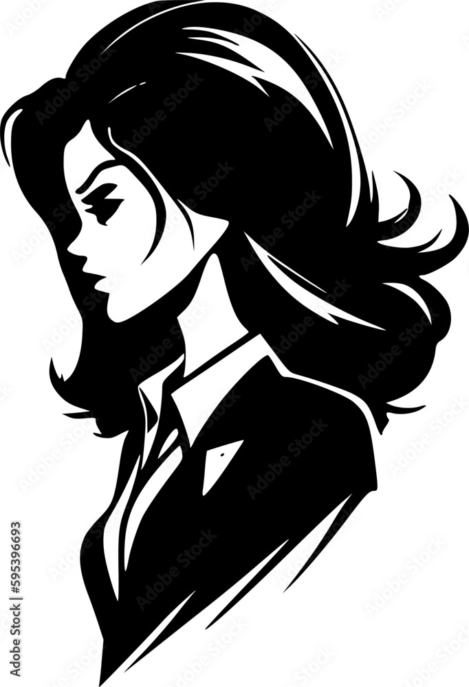 Girl Boss - Black and White Isolated Icon - Vector illustration Girl Boss - Black and White Isolated Icon - Vector illustration
