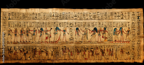 Photo Egyptian papyrus of the gods and customs of the time