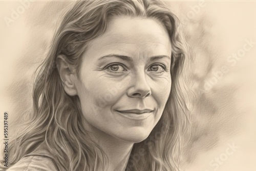 beautiful illustration of a woman like a drawing created with Generative AI technology