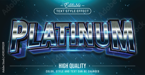 Editable text style effect - Platinum text style theme.