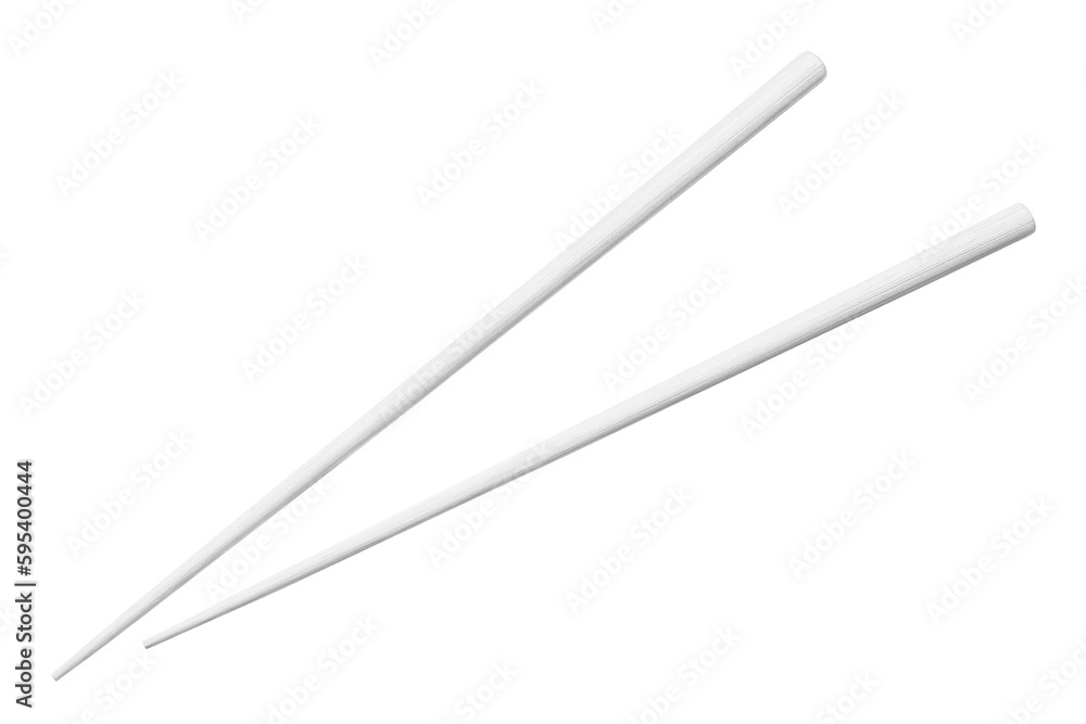 White wooden chopsticks cut out