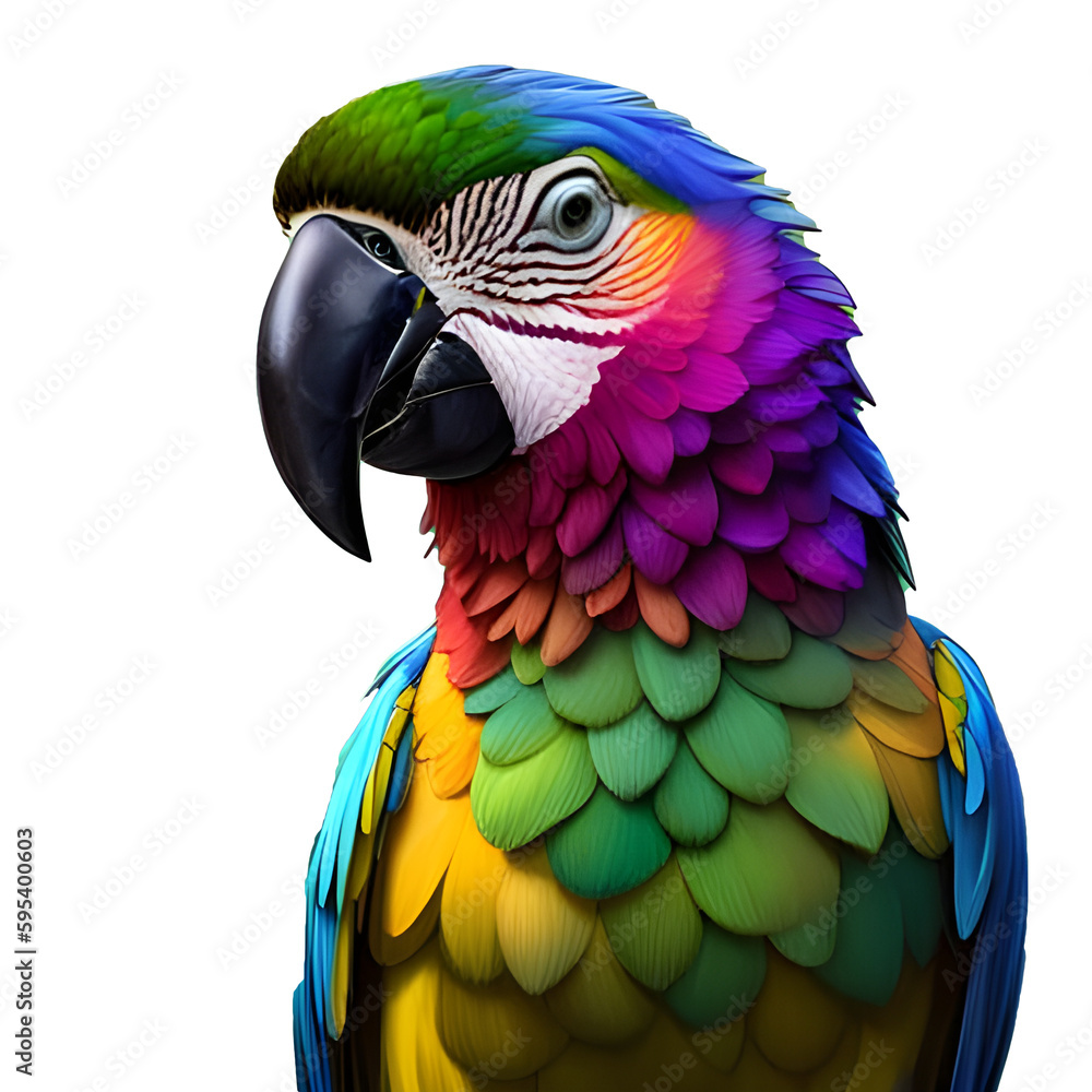 Fototapeta premium Mardy Gras the Cute Adorable Multicolored Parrot - Created with Generative AI