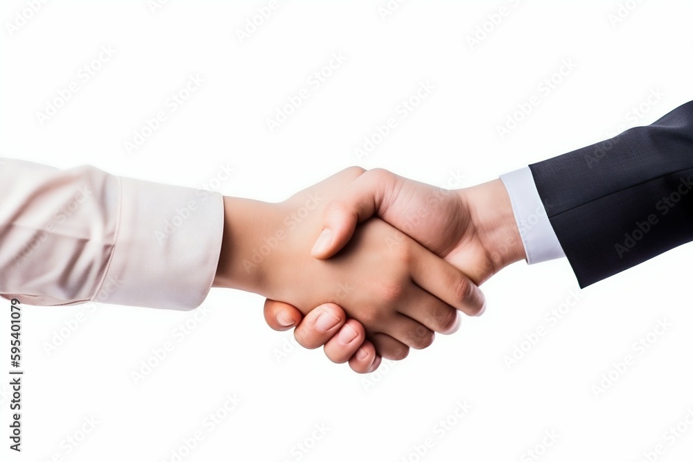 Shaking Business Hands on White Background. Generative ai