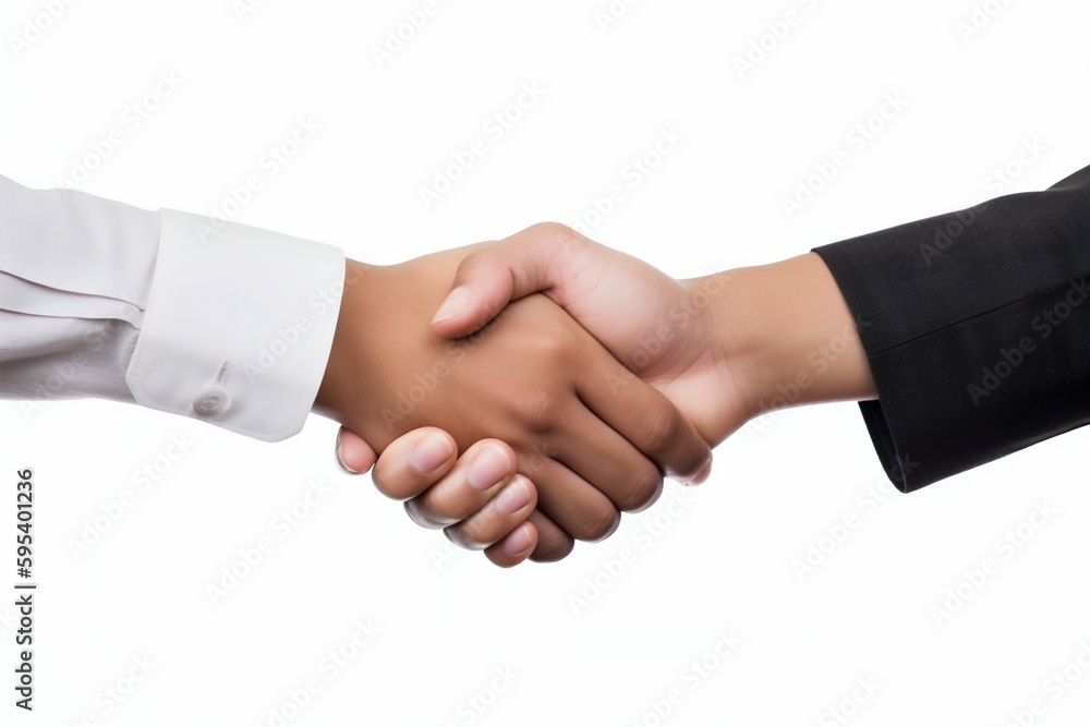 Shaking Business Hands on White Background. Generative ai