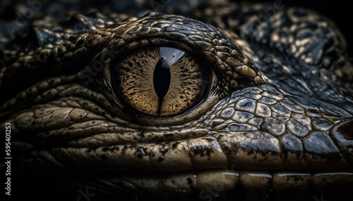 Spooky reptile looking, portrait, dangerous predator generated by AI
