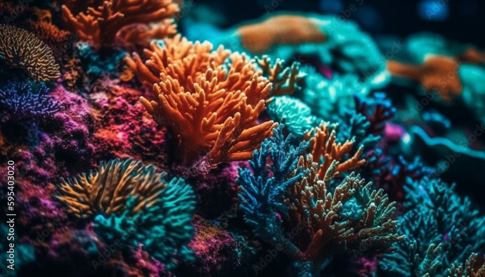 Colorful underwater reef teeming with sea life generated by AI Colorful underwater reef teeming with sea life generated by AI
