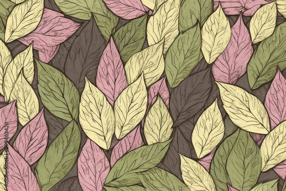 dense cluster of autumn leaves on a textured brown background. Generative AI dense cluster of autumn leaves on a textured brown background. Generative AI