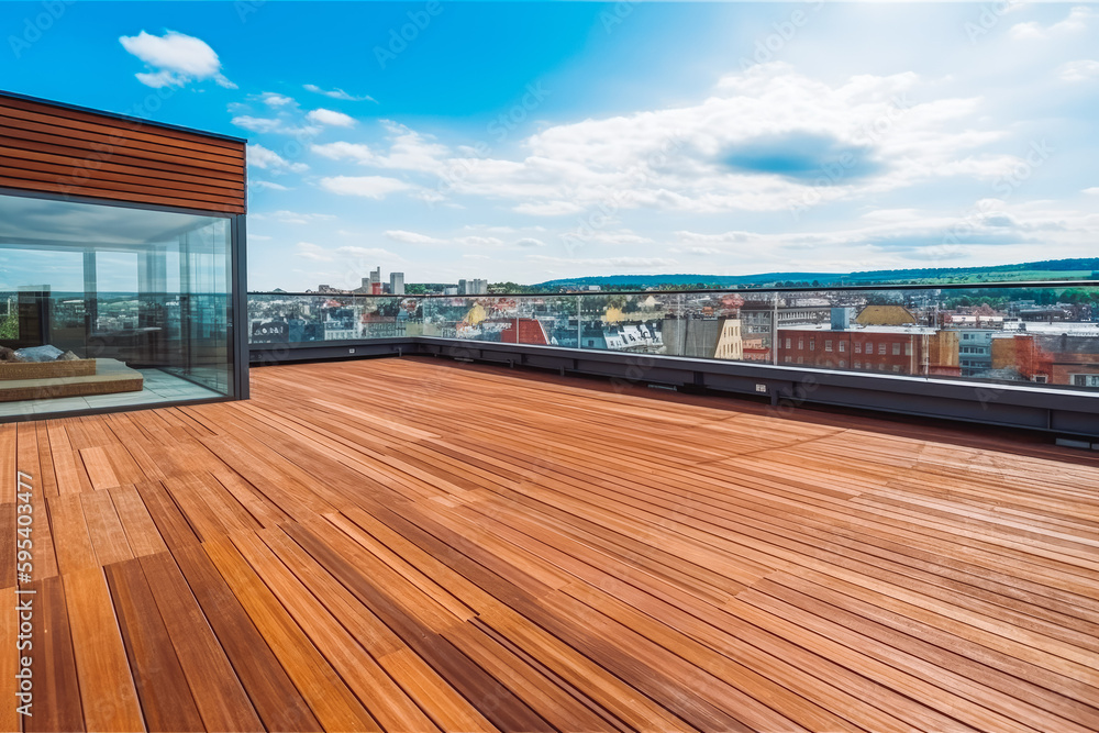 Image showcasing Penthouse with terrace in top of multi story modern apartment building ...