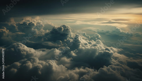 Fluffy cumulus clouds float high in sky generated by AI