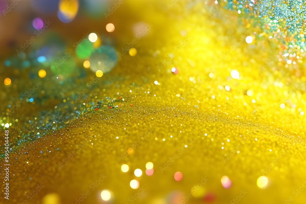 Yellow Dust Glitter Closeup Generative Art