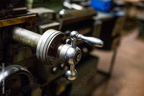 metal handle of the milling machine in an industrial plant