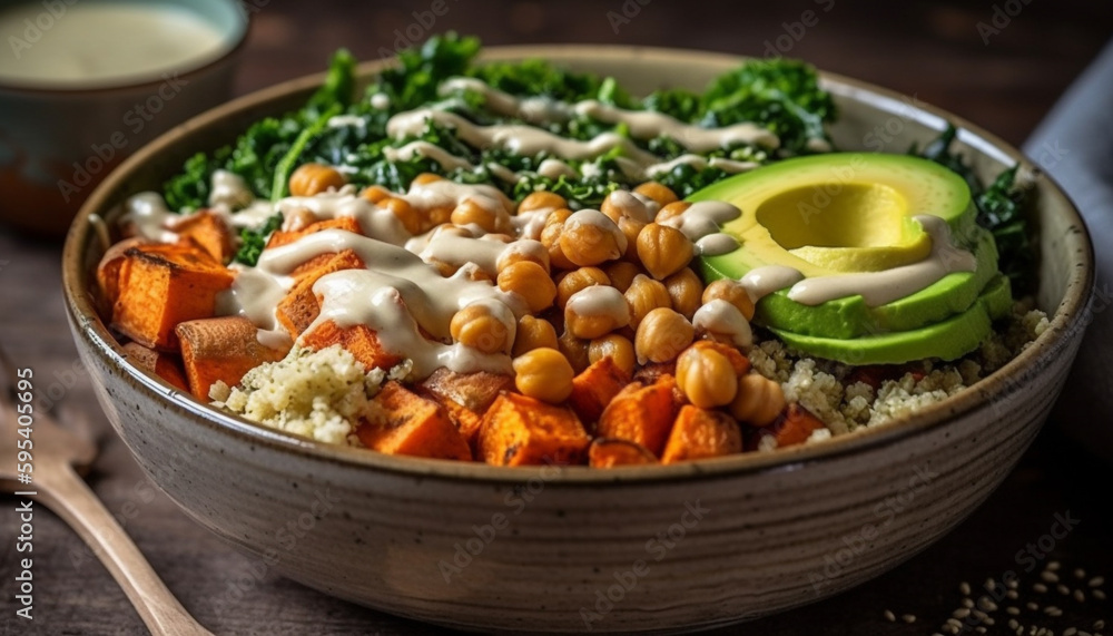 Fresh vegetarian salad with organic quinoa soup generated by AI Fresh vegetarian salad with organic quinoa soup generated by AI