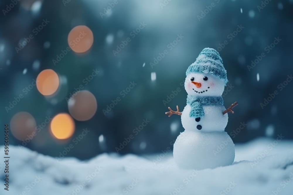 snowman on the snow. Generative AI snowman on the snow. Generative AI