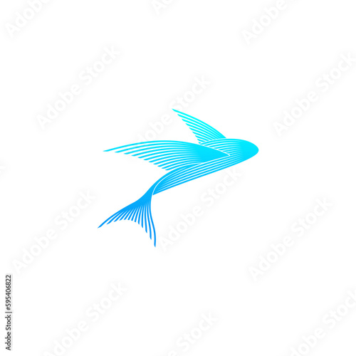 fish, line logo design template 