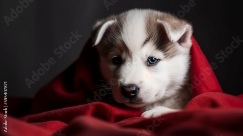 Cute siberian husky puppy - Generative AI photo