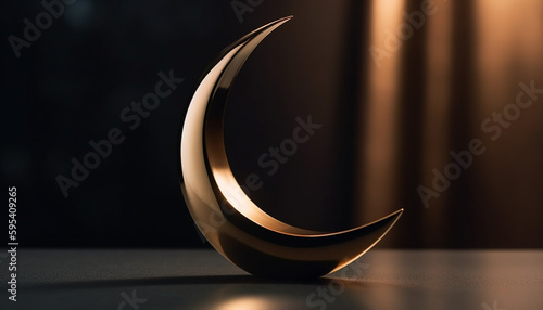 Golden lantern symbolizes spirituality in Ramadan night generated by AI