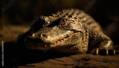 Furious alligator close up, dangerous focus on teeth generated by AI © Jeronimo Ramos