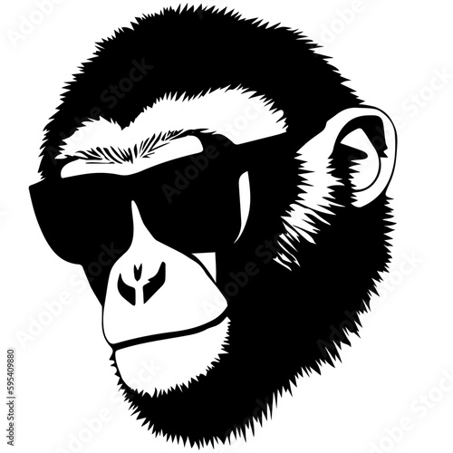 cute monkey silhouette in a sunglasses