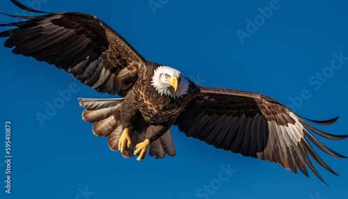 Majestic bird of prey spreads wings in flight generated by AI © Jeronimo Ramos