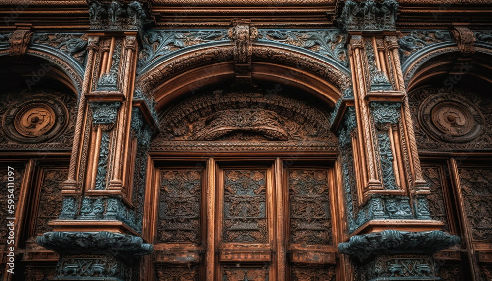Obraz premium Ancient cathedral, ornamented arches, illustrious religious history generated by AI