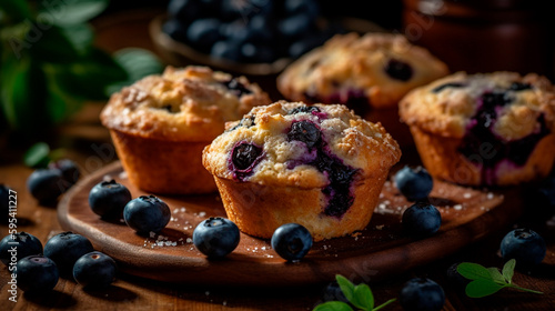 Blueberry muffins. Generative AI