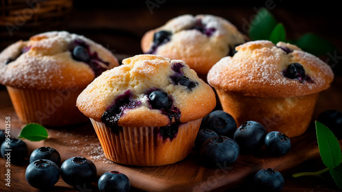 Blueberry muffins. Generative AI
