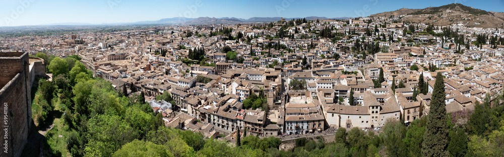 Panoramic view of Granada from Alhambra 