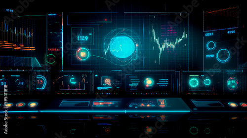 Digital Trading Server and Network Concept - A Vibrant Background Illustration of a Trading Dashboard. Generative AI