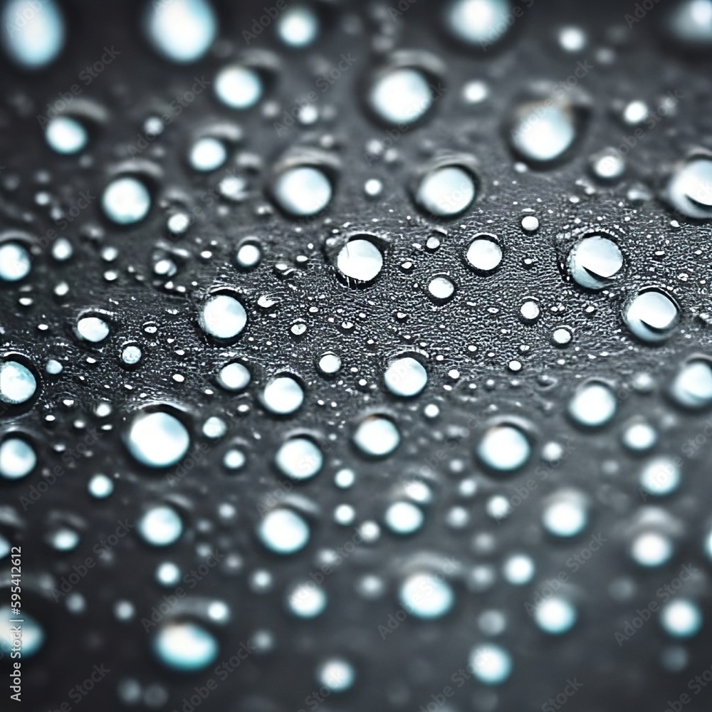 Water droplets macro on a wet surface