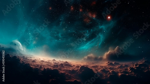 Star field in high quality  vivid night sky. Space nebula and galaxies. Background of the astronomy notion. Generative AI