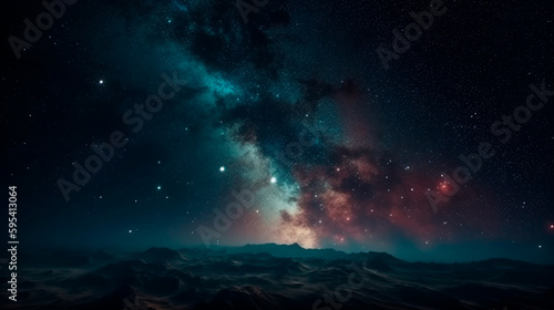Star field in high quality; vivid night sky. Space nebula and galaxies. Background of the astronomy notion. Generative AI