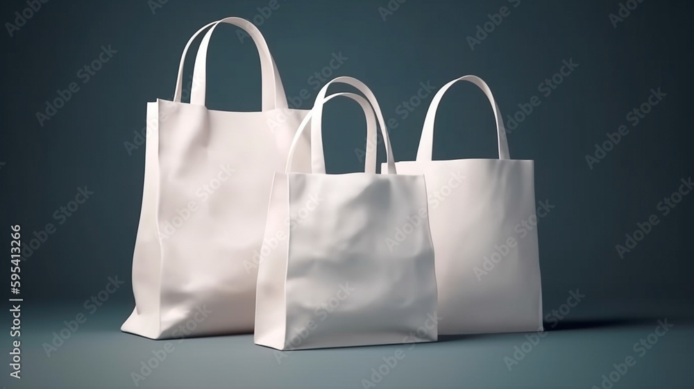 White eco bag mockup. Blank Shopping sack. Generative AI White eco bag mockup. Blank Shopping sack. Generative AI