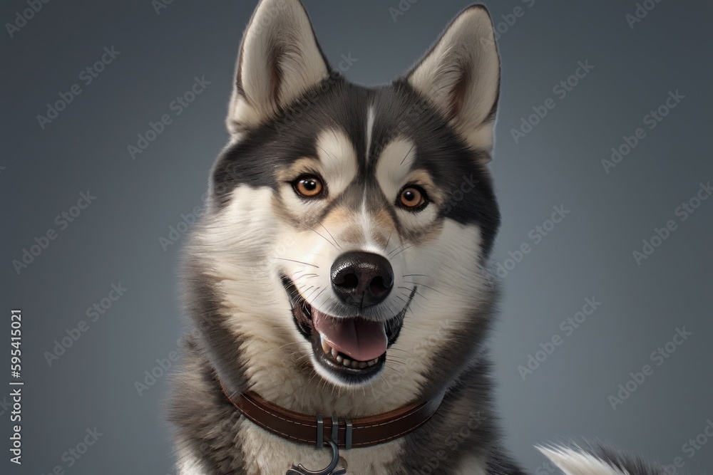 Portrait of a beautiful dog breed husky close-up. AI generated, human enhanced