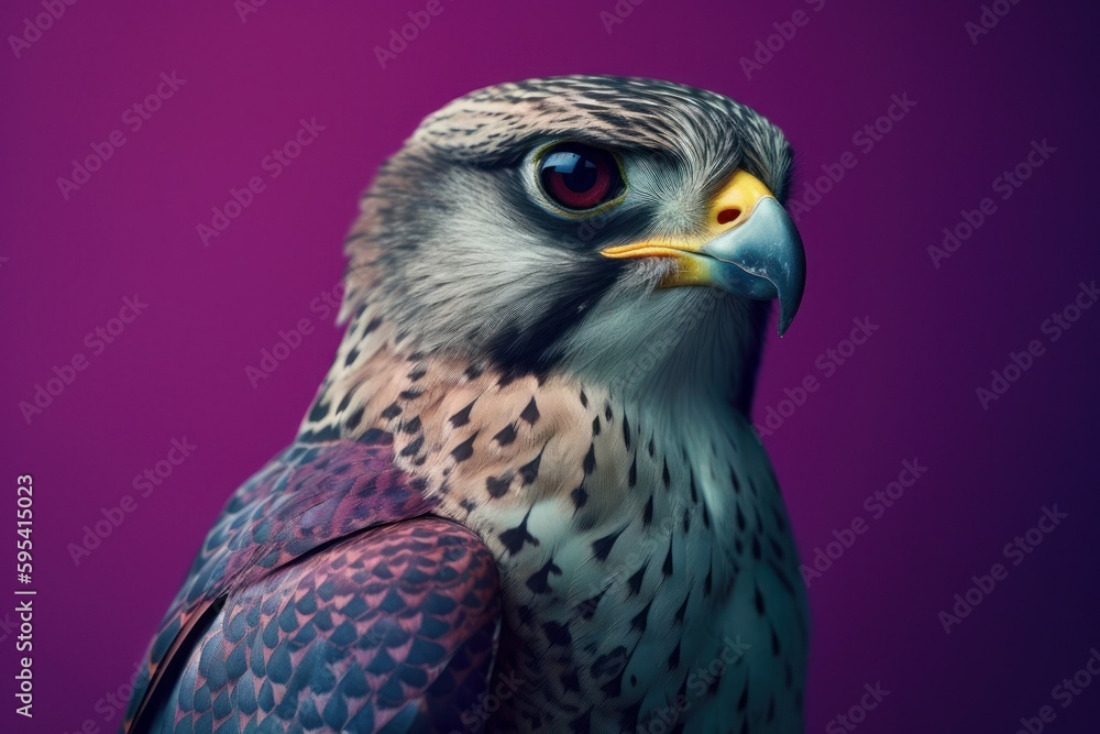 Portrait of magical fairy falcon. The concept of observation. AI generated, human enhanced Portrait of magical fairy falcon. The concept of observation. AI generated, human enhanced