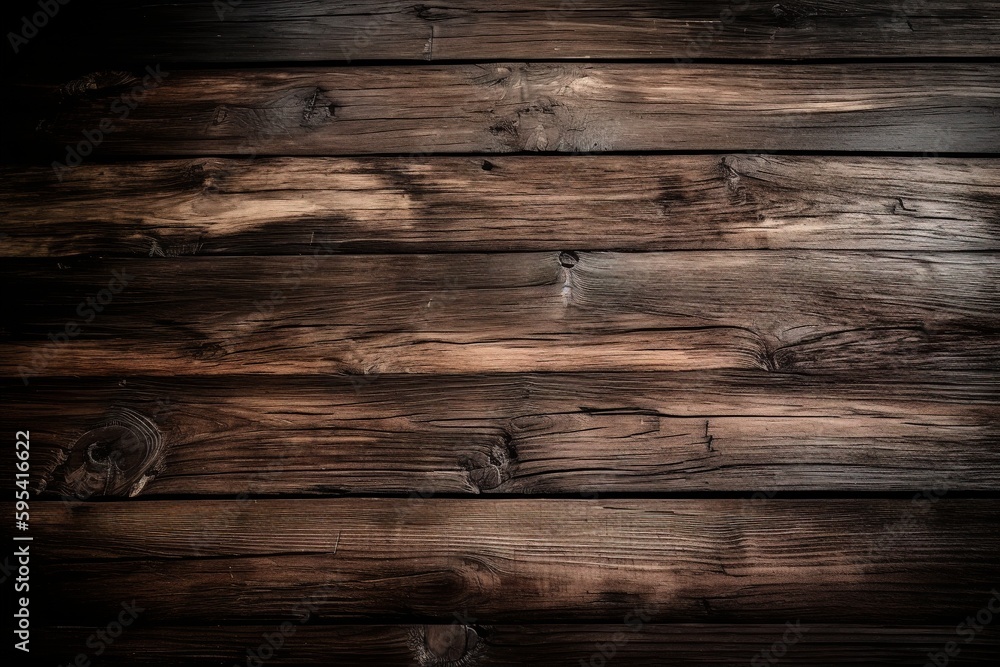 Fototapeta premium Natural Lighting on Dark Horizontal Wooden Texture A Three-Dimensional Wood Texture, Wood Background, and Modern Wooden Facing Background for Design and Photography