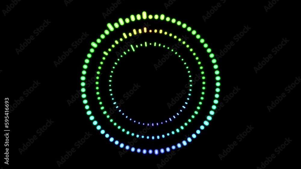 Abstract colorful audio ring equalizer on a black background. Abstract colorful audio ring equalizer on a black background.