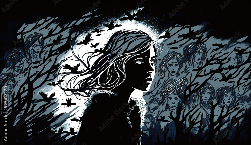 Dark Shadows Chasing People Mental Health Concept Depression Anxiety