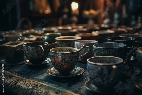 Tea cups service. Generative AI