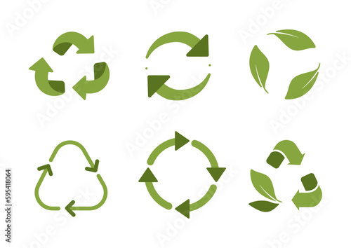 Recycle icons set. Collection of graphic elements for website. Care for nature and environment, reuse of materials, zero waste. Cartoon flat vector illustrations isolated on white background