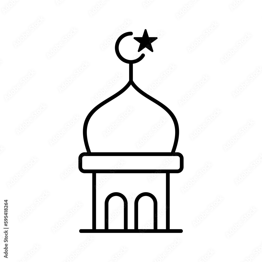 mosque tower islamic outline icon vector illustration mosque tower islamic outline icon vector illustration