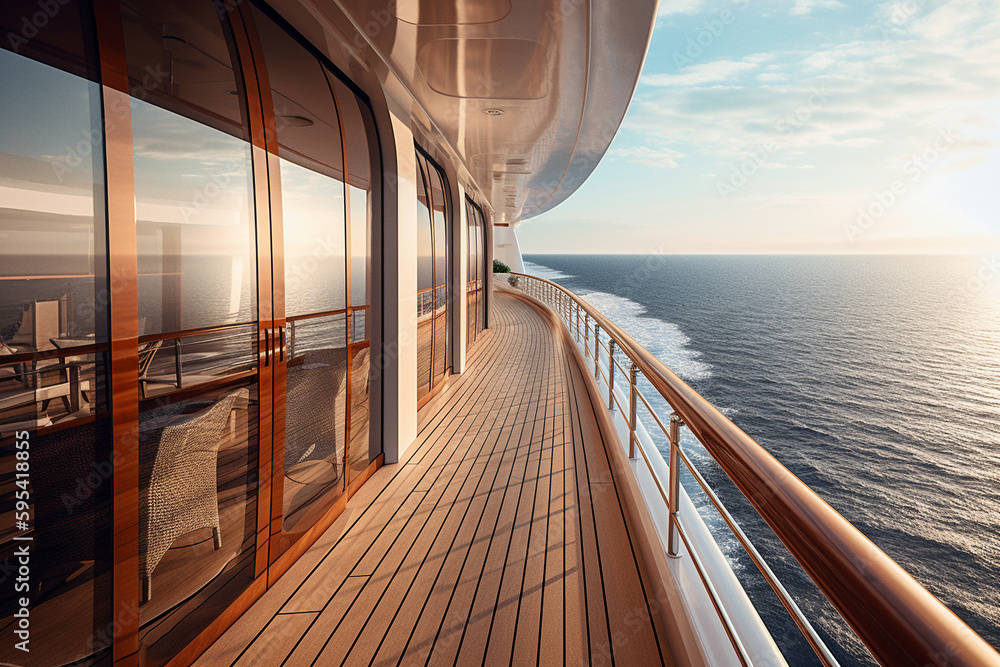 Fototapeta premium Ship at sunset with generative AI technology