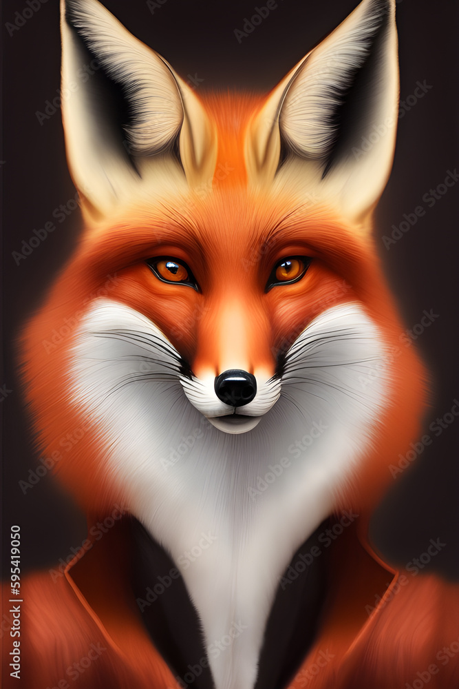 Fototapeta premium Portrait of a fitness athlete fox wearing sportswear, generative ai