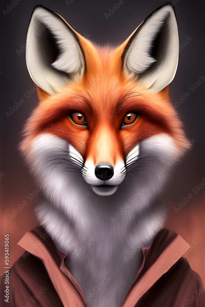 Obraz premium Portrait of a fitness athlete fox wearing sportswear, generative ai 