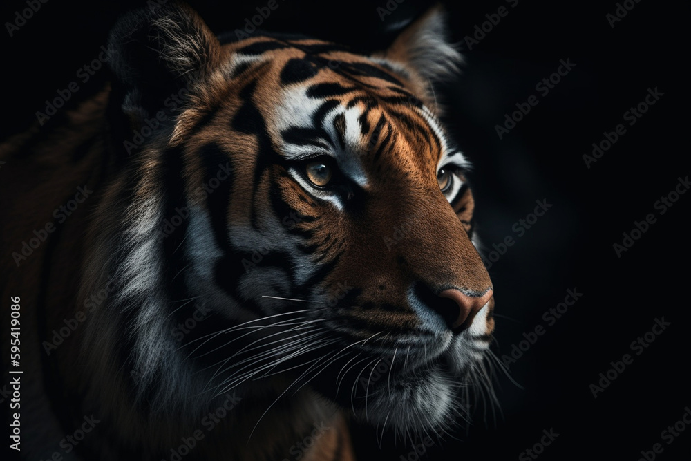 Portrait of a  angry tiger with generative AI technology