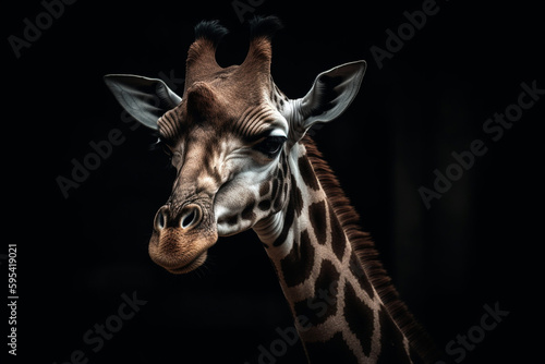 Giraffe head shot with generative AI technology © RafaelBegue