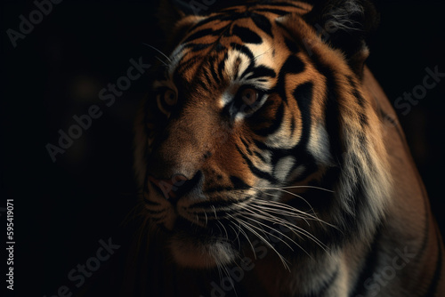 Portrait of a  angry tiger with generative AI technology © RafaelBegue