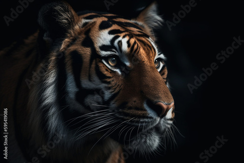 Portrait of a angry tiger with generative AI technology