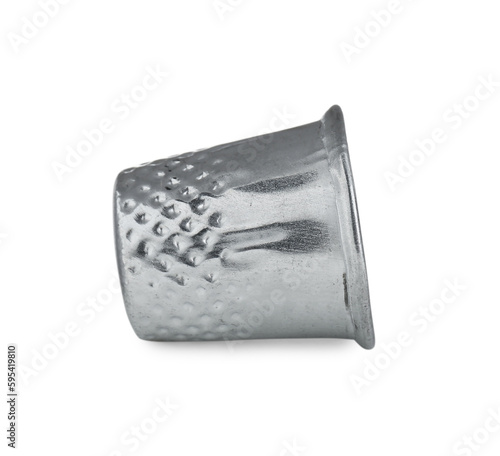 Silver metal sewing thimble isolated on white
