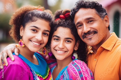 happy hispanic family, fath...