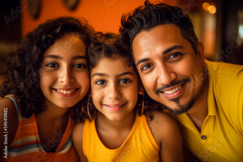 happy hispanic family, fath...